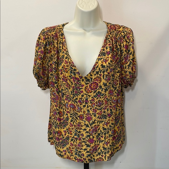 Cynthia Rowley Tops - Cynthia Rowley Yellow and Pink Floral Blouse